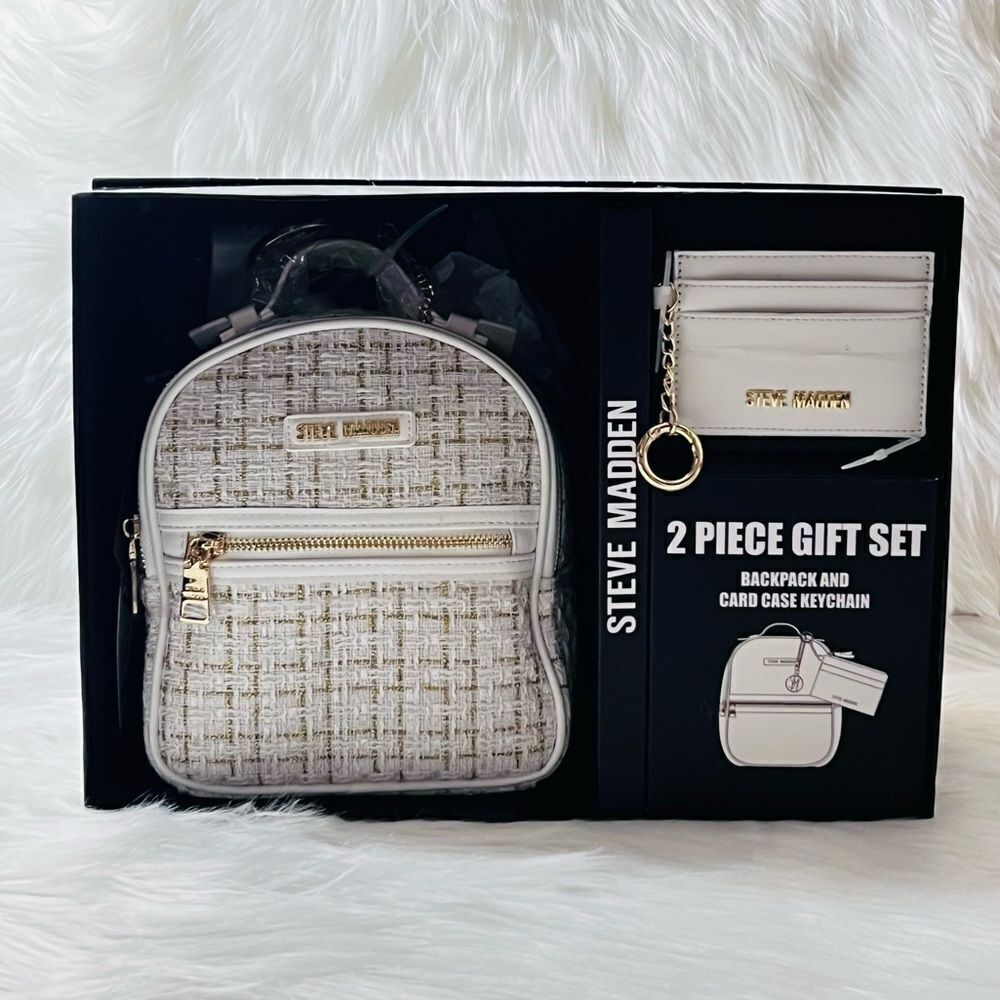 Steve Madden Tweed Mini Backpack and Card Case Set